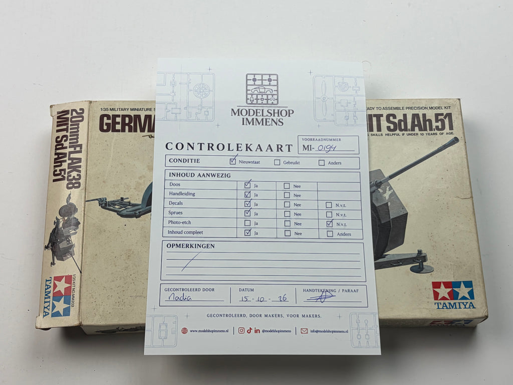 Tamiya | German 20mm Flak 38 mit Sd.Ah.51 | 1:35 | 35102