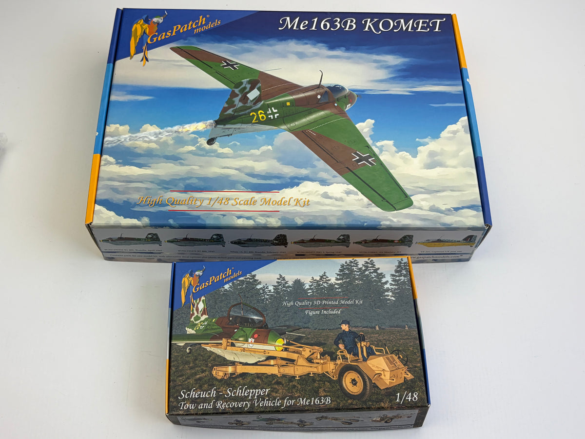 GasPatch Models 20-48236 + 21-48238 | Me 163B Komet & Scheuch-Schlepper + Eduard 648684 & 49085 | 1:48