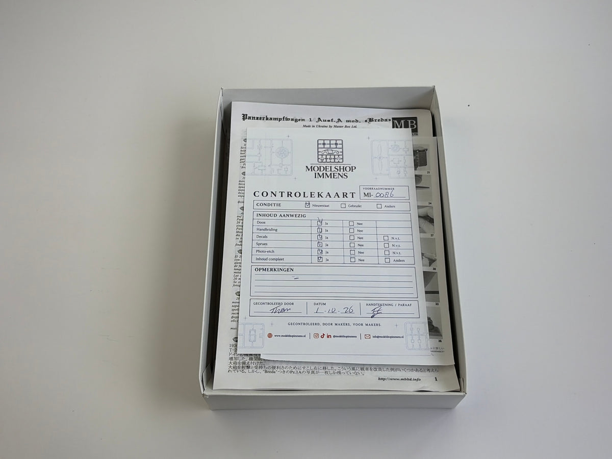 Master Box 3503 | Panzerkampfwagen I Ausf. A “Breda” | 1:35